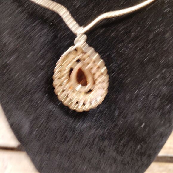 Vintage Sarah Coventry Necklace Golden Teardrop Choker Amber Cabochon 70's - Picture 4 of 6